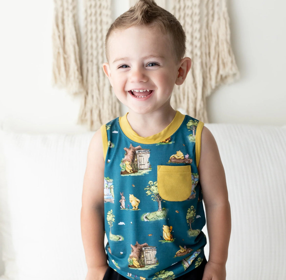 Hundred Acre Woods Bamboo Pocket Tank from Lama Littles