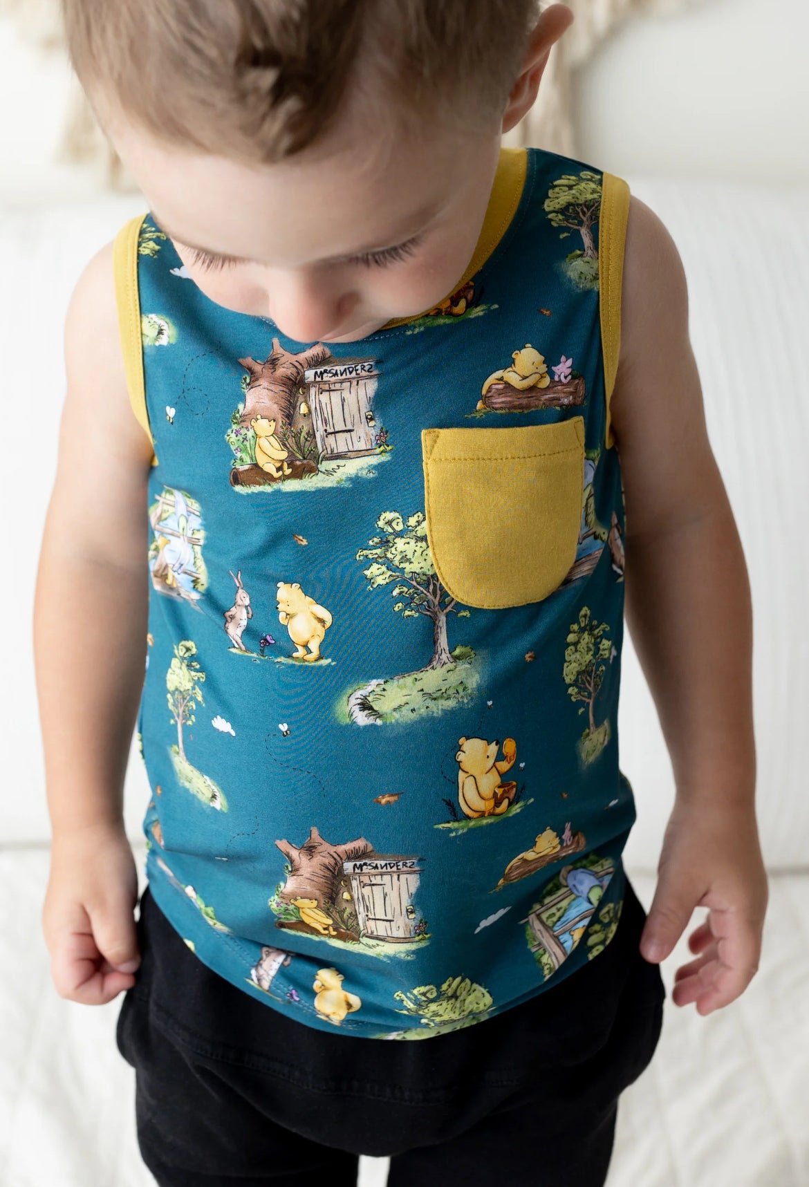 Hundred Acre Woods Bamboo Pocket Tank from Lama Littles