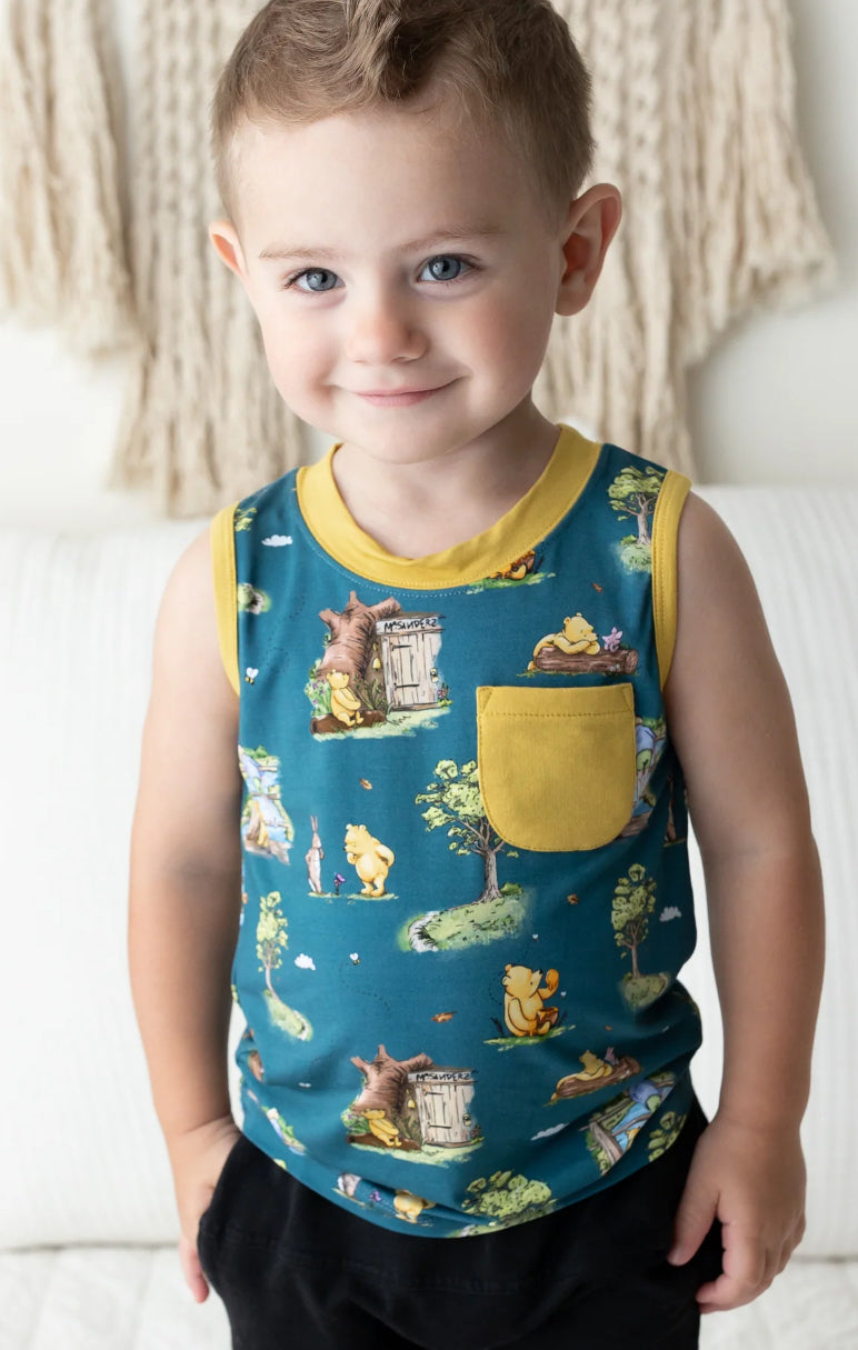 Hundred Acre Woods Bamboo Pocket Tank from Lama Littles