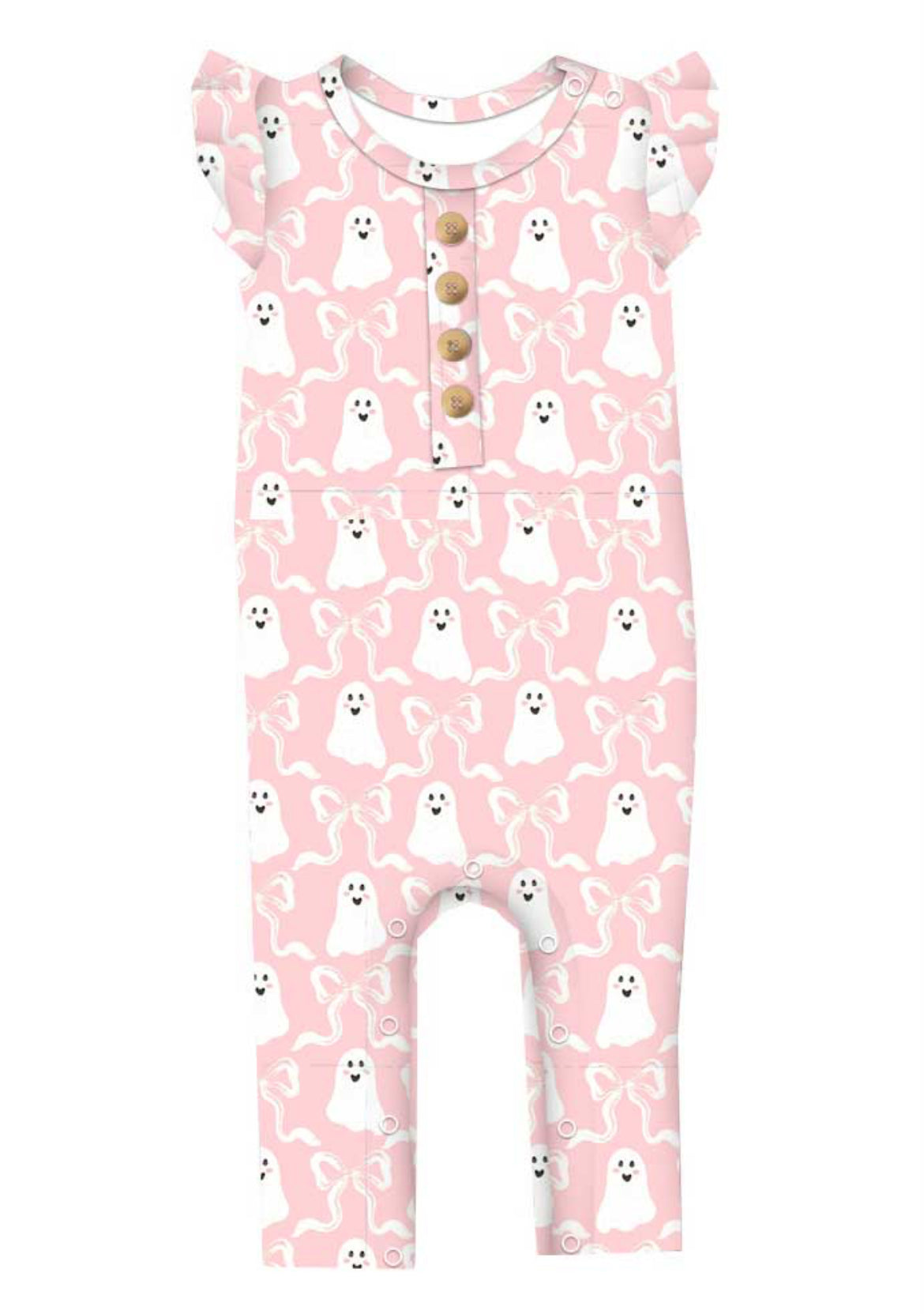 Boos & Bows Bamboo Henley Flutter Sleeve Romper from Little Snuggles