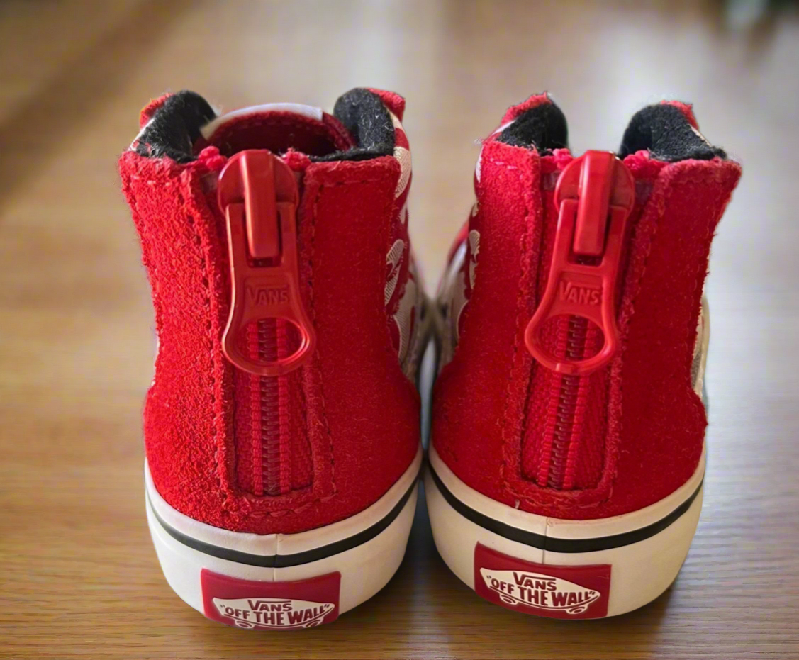 4.5c Toddler Vans Sk8-Hi Zip Flame Racing Red/Black/White