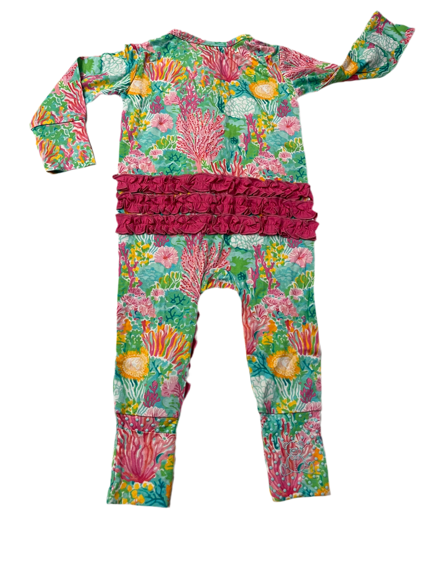 Little Snuggles- Coral Breeze Bamboo Ruffle Zippy