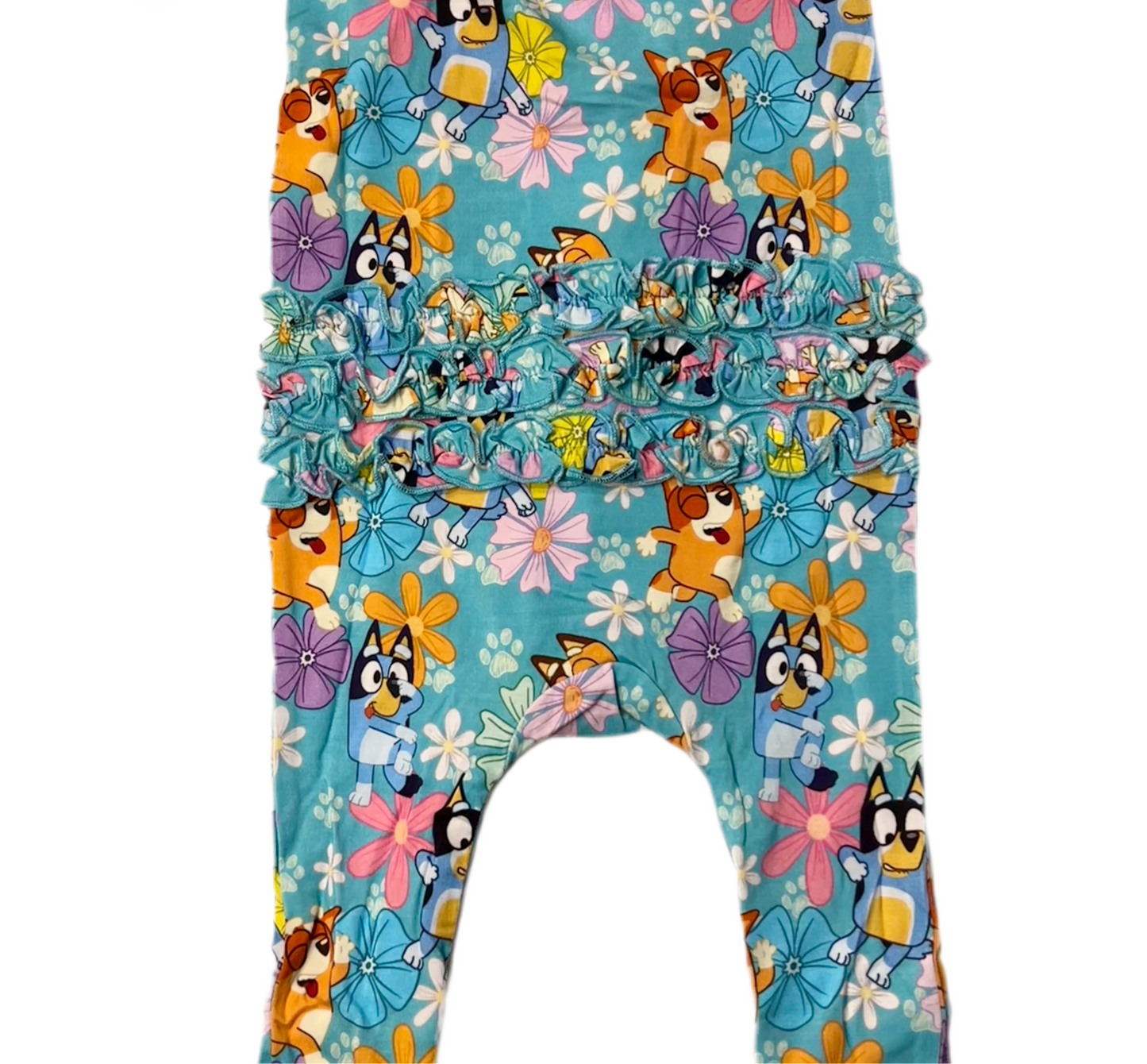 Little Snuggles- Bamboo Floral Heeler Pups Daywear Romper