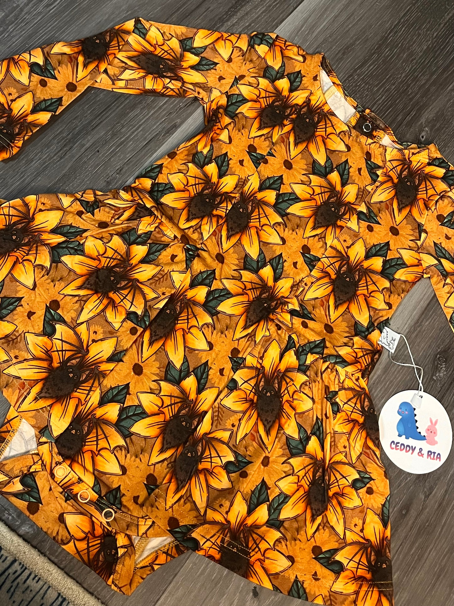 Batty Sunflowers Bamboo Twirl with Bodysuit from Ceddy & Ria