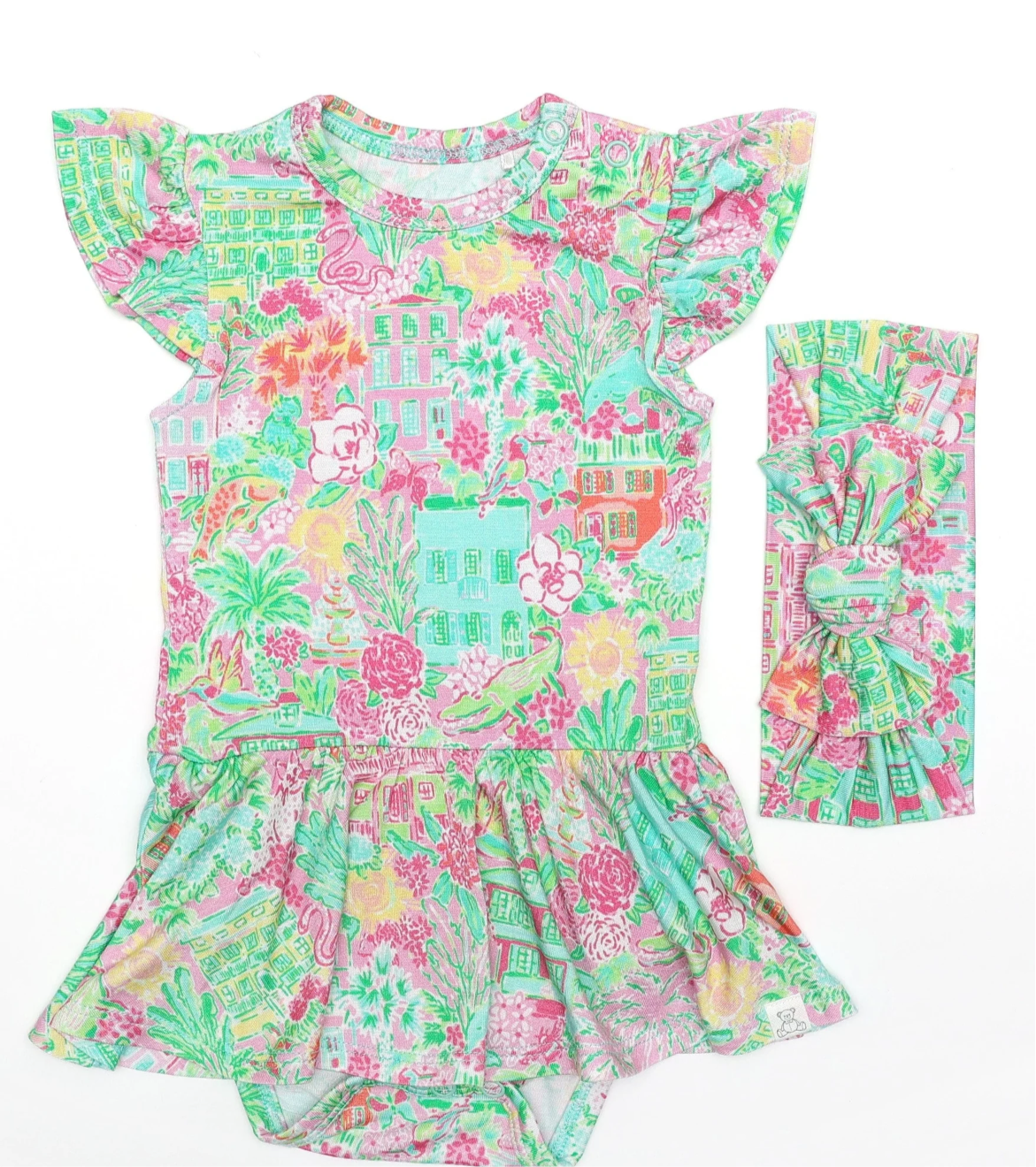 Florida Palm Bamboo Twirl with Bodysuit and Matching Bow