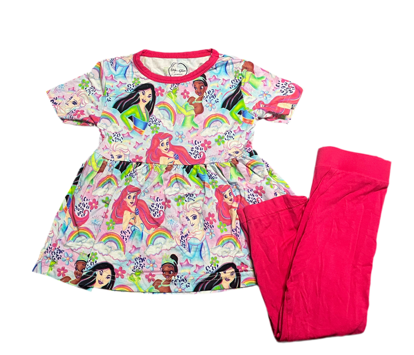 Lisa Princess Doodles Bamboo Peplum & Leggings Set from Oak + Ollie