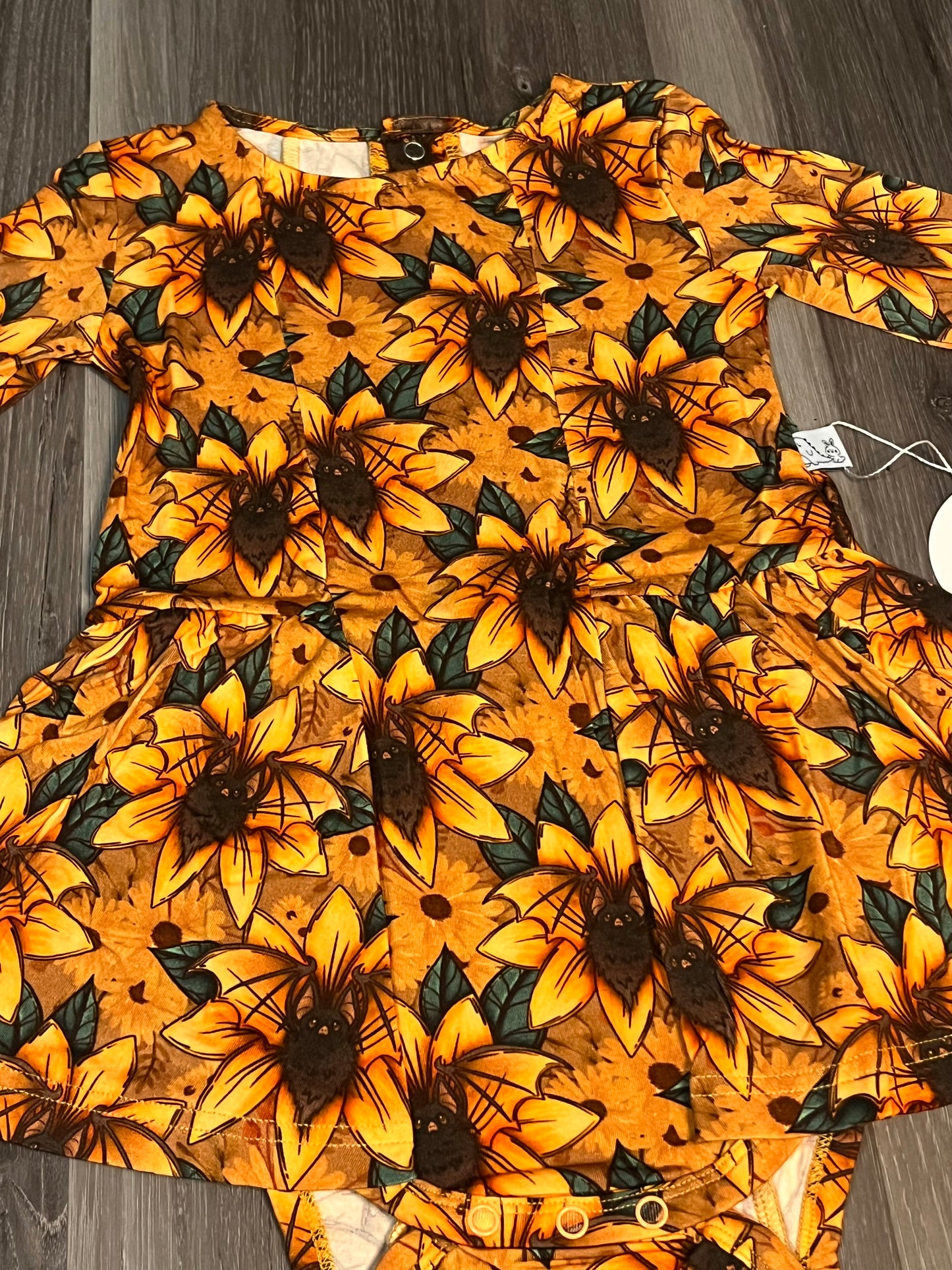 Batty Sunflowers Bamboo Twirl with Bodysuit from Ceddy & Ria