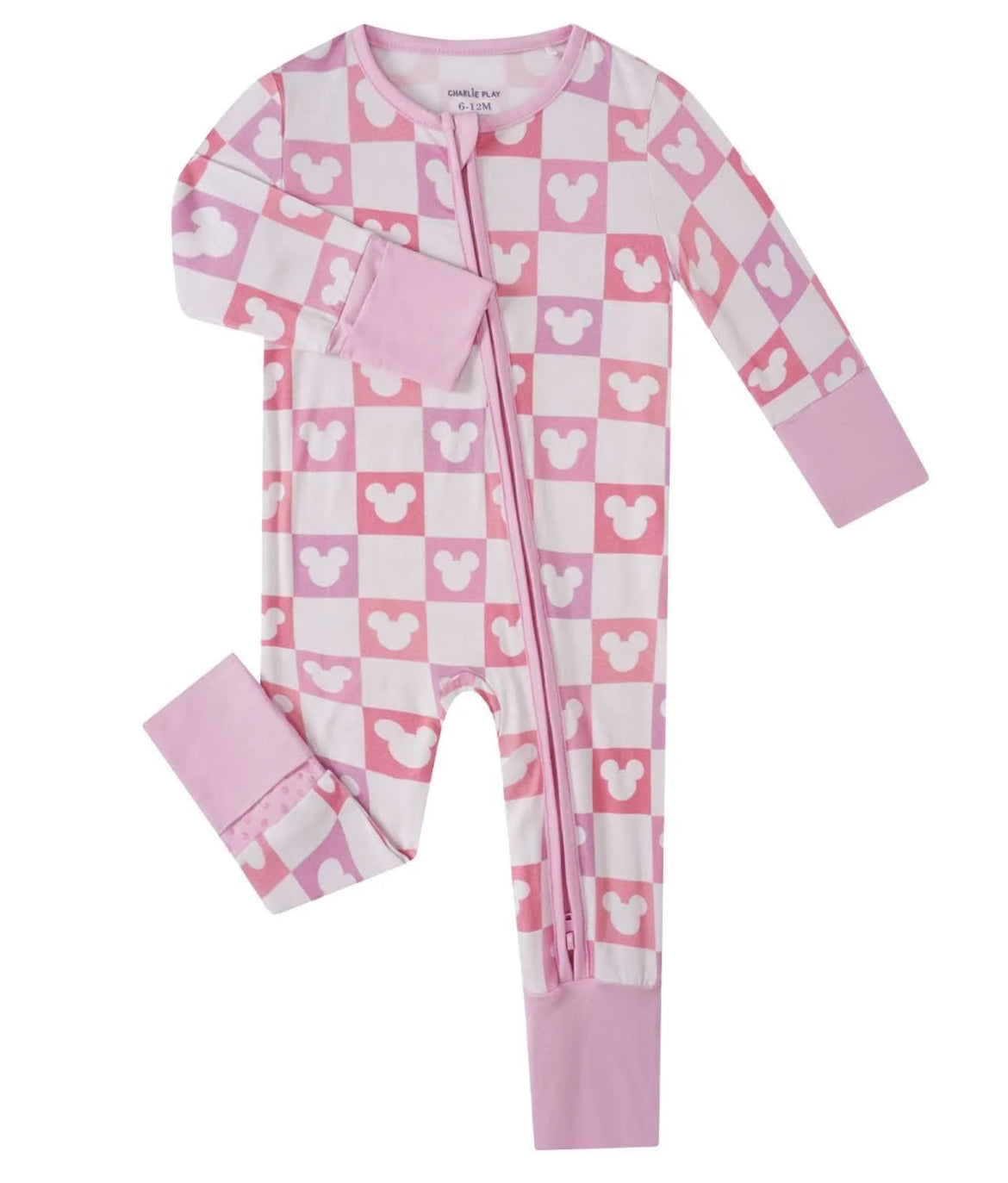 Charlie Play- Pink Checkers Mouse Ears Bamboo Zippy