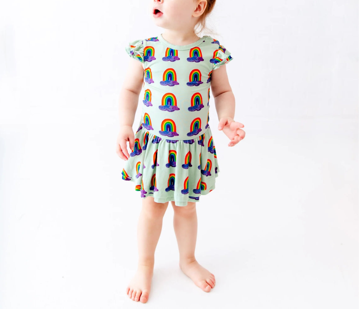 Slumber Under the Rainbow Bamboo Flutter Romper with Bodysuit from Dreamire