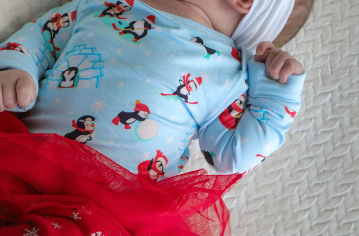 Butter Baby- Penguin Pals Long Sleeved Bamboo Onesie