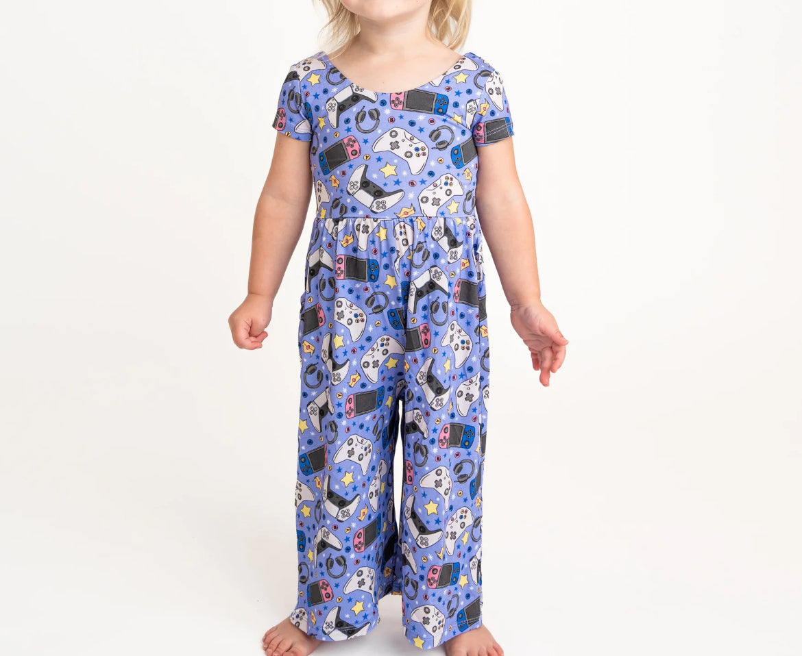 Monkeeroos- Gamer Girl Bamboo Wide Leg Romper