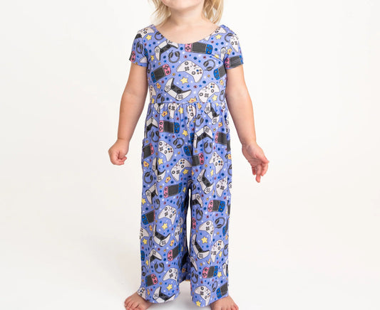 Monkeeroos- Gamer Girl Bamboo Wide Leg Romper