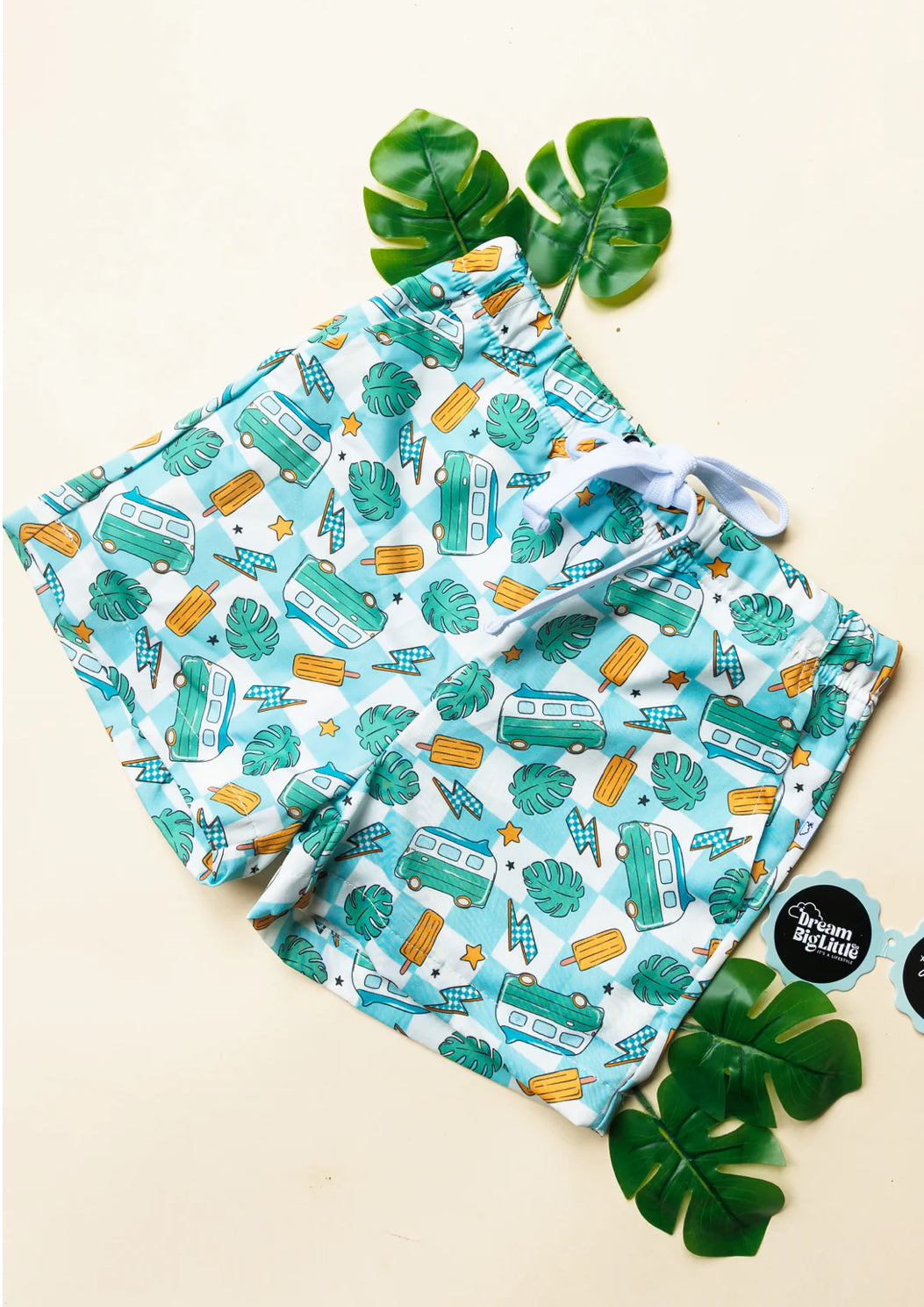 Dream Big Little Co- Checked Out for Summer Swim Trunks