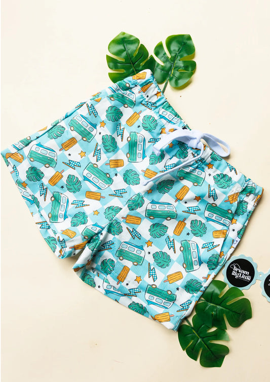 Dream Big Little Co- Checked Out for Summer Swim Trunks