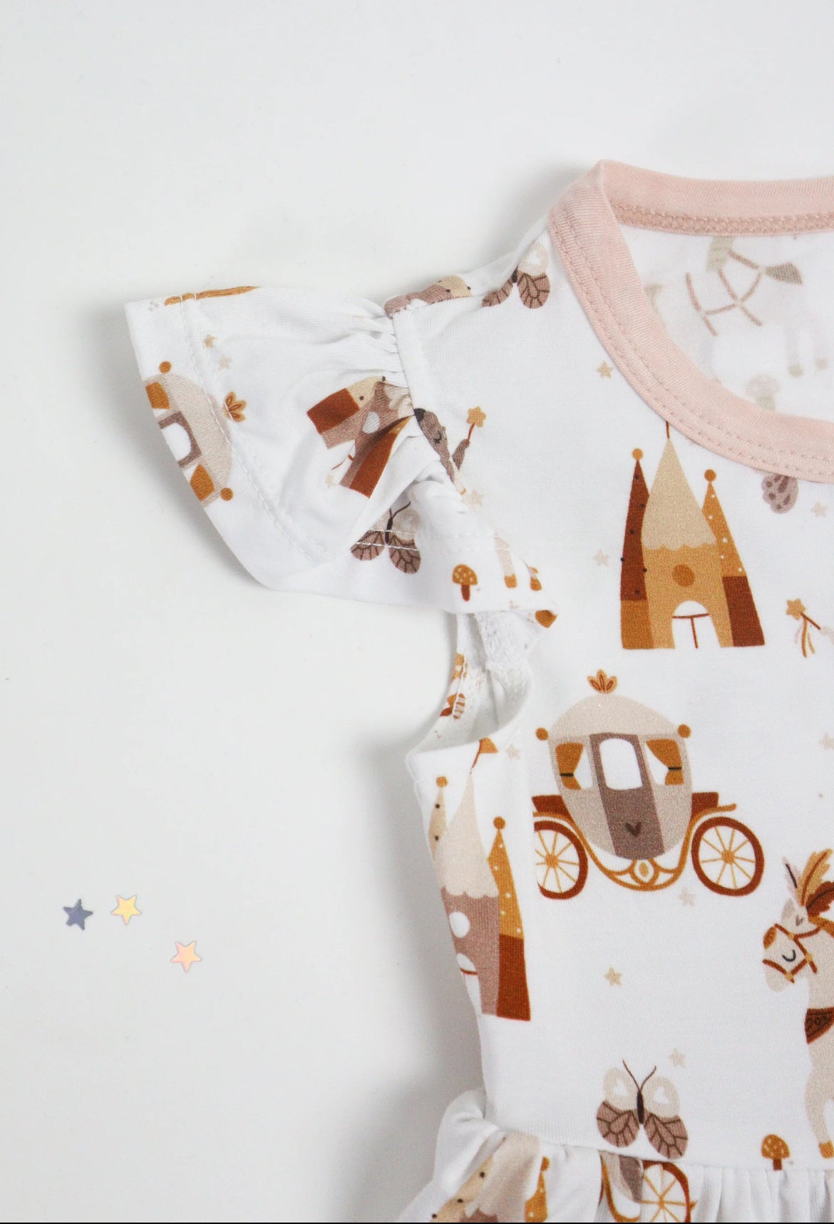 Lama Littles-Bamboo Princess Flutter Sleeve Dress with Snap Button Bodysuit