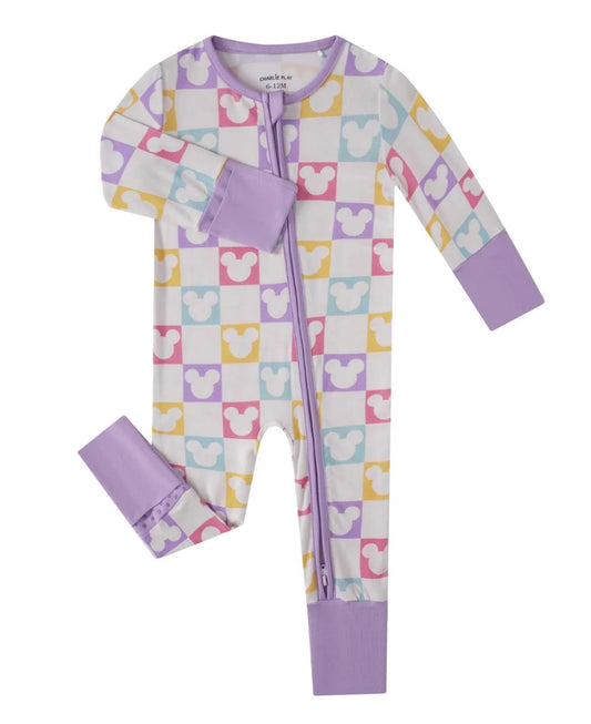 Charlie Play- Purple Checkers Mouse Ears Bamboo Zippy