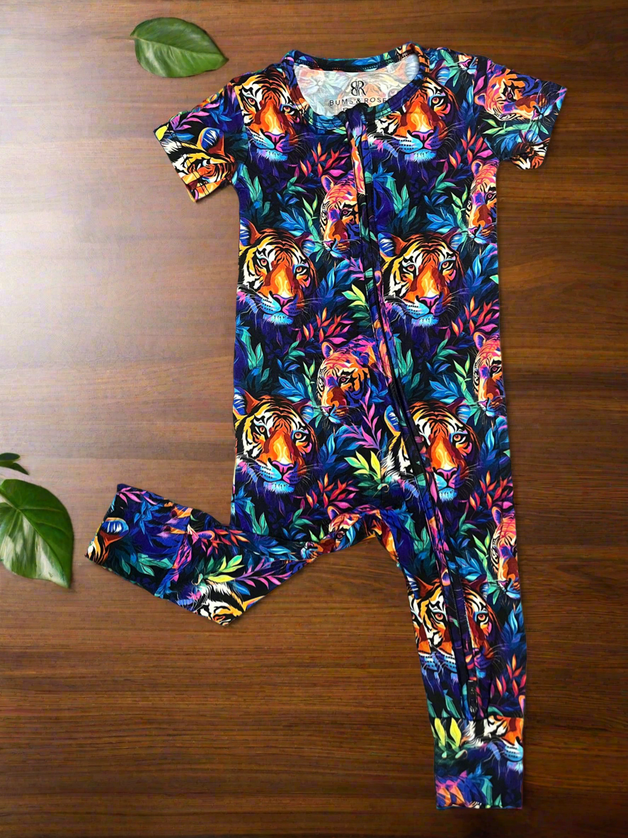 Whimsical Jungle Tiger Bamboo Romper