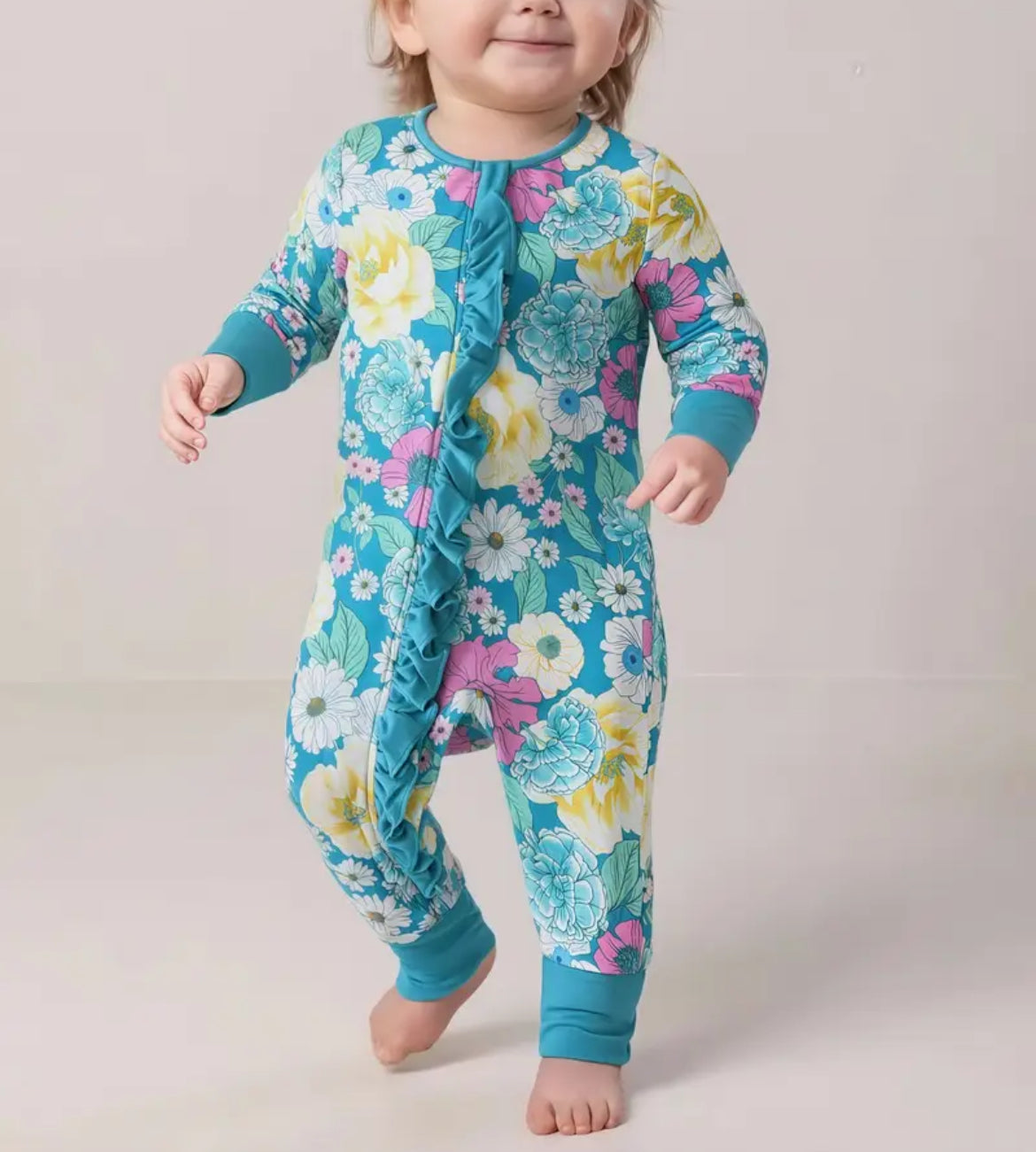 PB & Jams- Ruffle Floral Bamboo Zippy