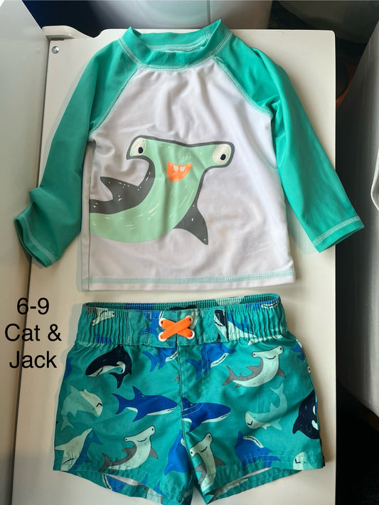 6/9 swim shorts and rashguard set