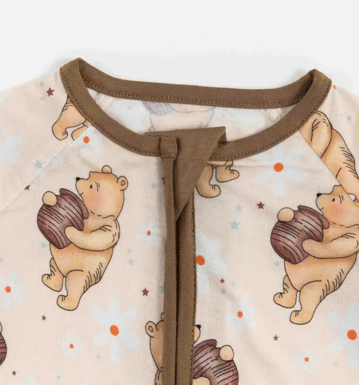 PB & Jams- Hunny Bear Floral Brown Bamboo Zippy