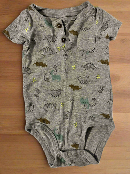 3/6 Buttoned Dinosaur Onesie