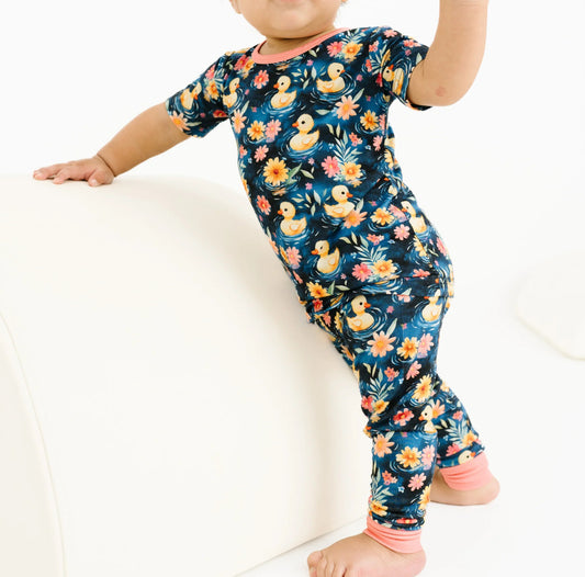 Little One Shop- Duckling Bloom Bamboo Short Sleeve Lounge Set