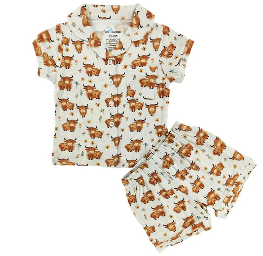 Little One Shop-Highland Honey Bamboo Short Button Up Set