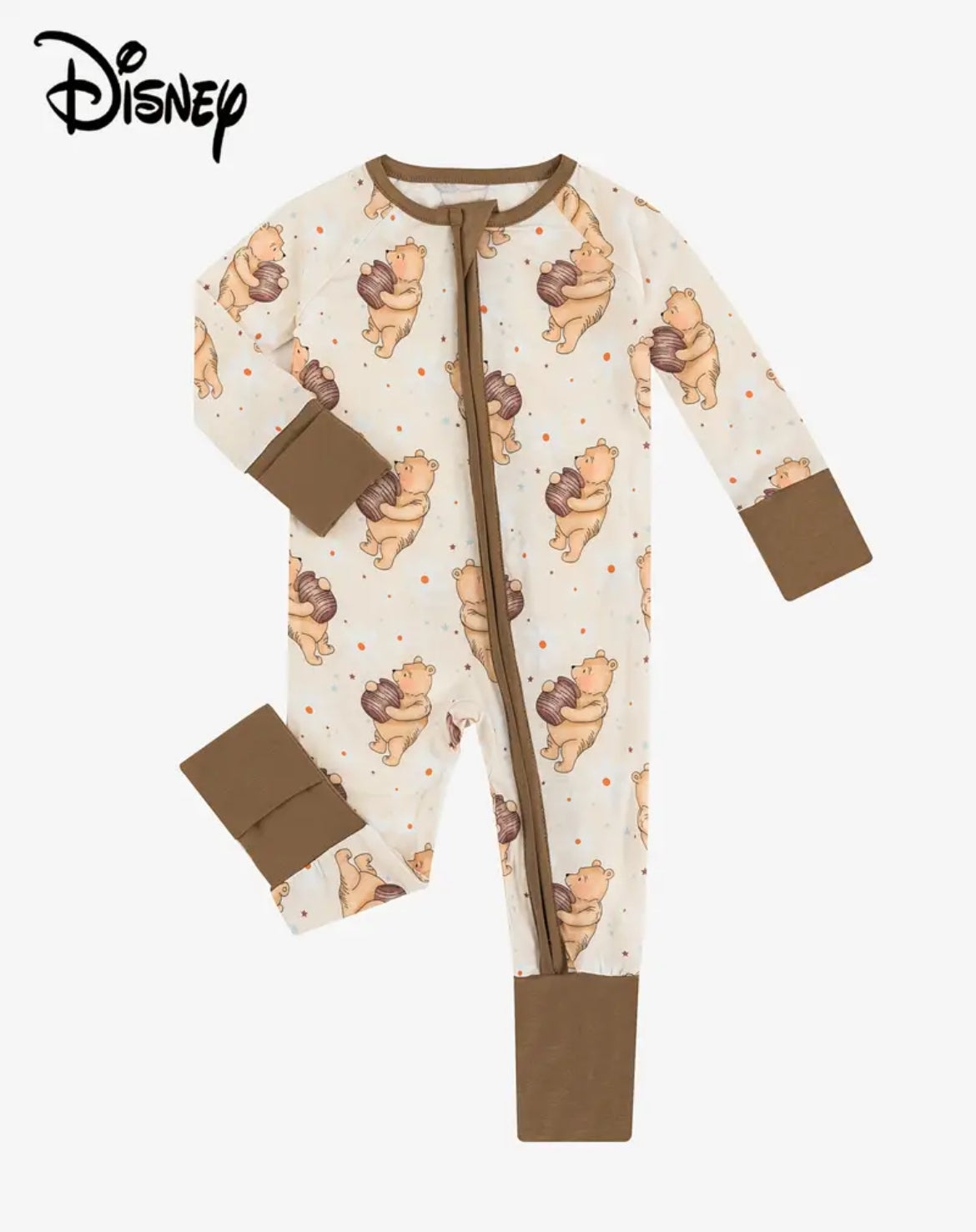 PB & Jams- Hunny Bear Floral Brown Bamboo Zippy