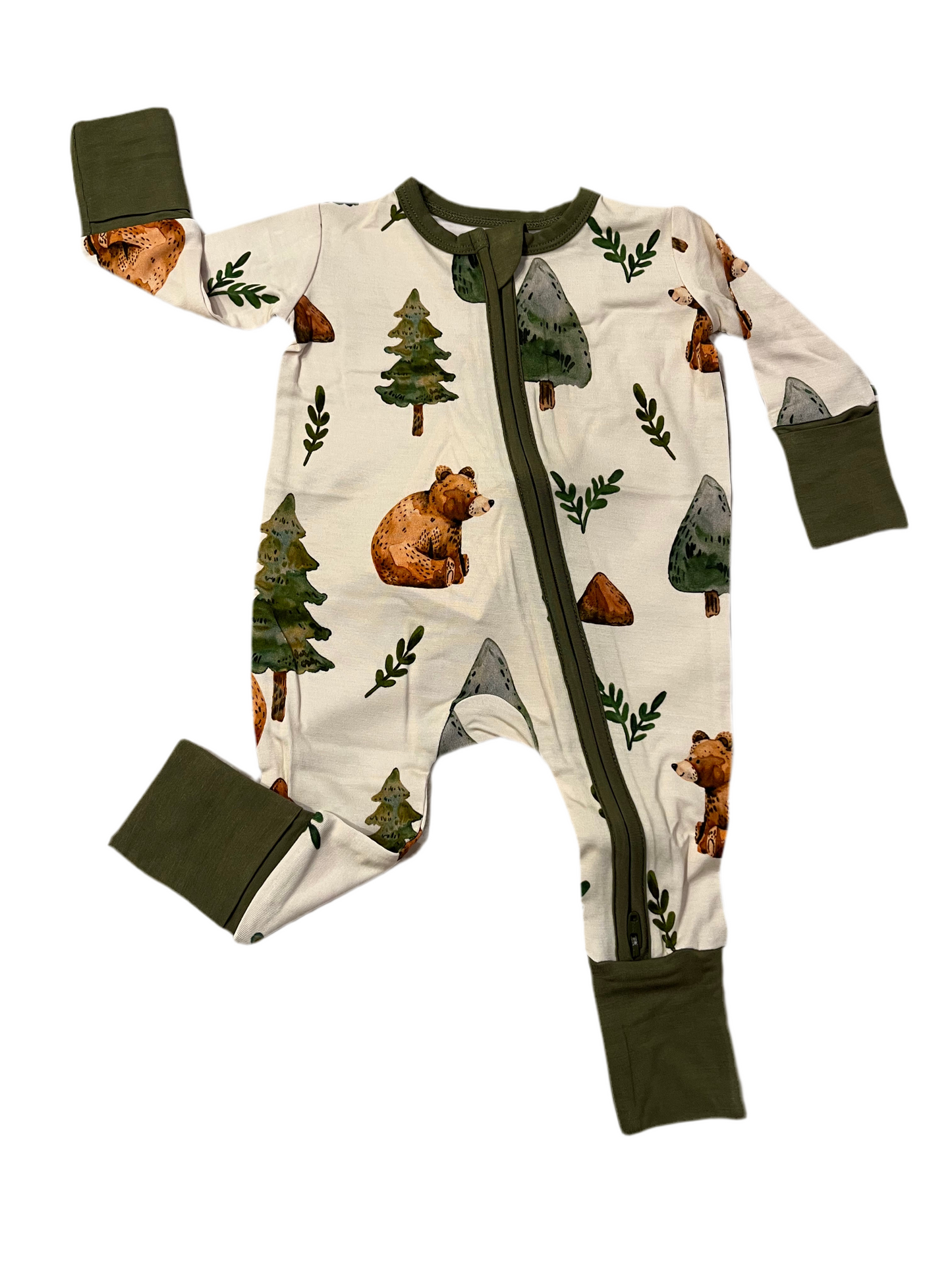 Little Snuggles- Woodland Bears Bamboo Zippy Romper