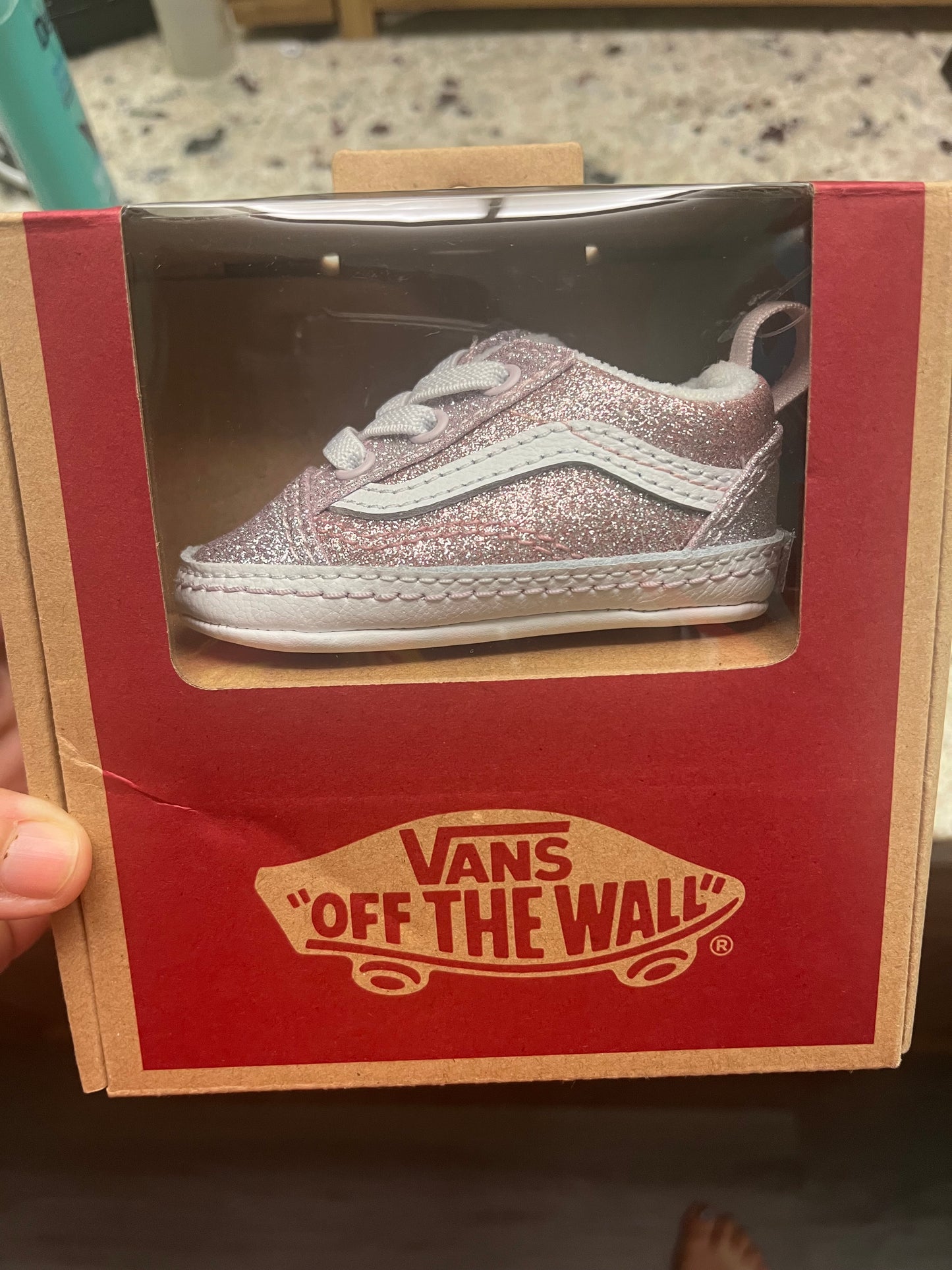 1c Old Skool Glitter Vans Crib Shoes