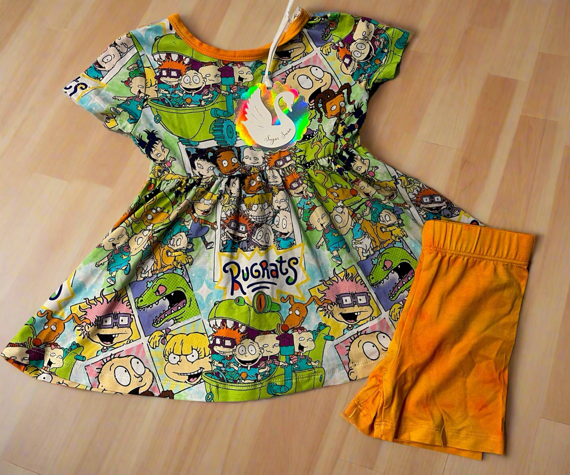 Bamboo 90’s Cartoon Peplum and Shorts Set