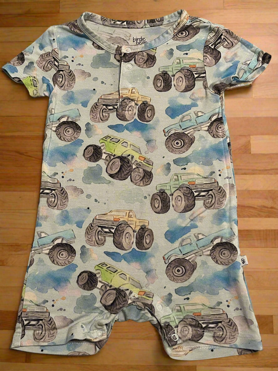 Monster Truck Watercolor Bamboo Shorty