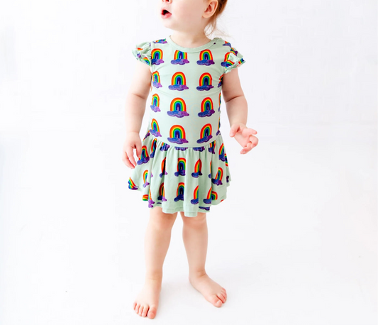 Slumber Under the Rainbow Bamboo Flutter Romper with Bodysuit from Dreamire