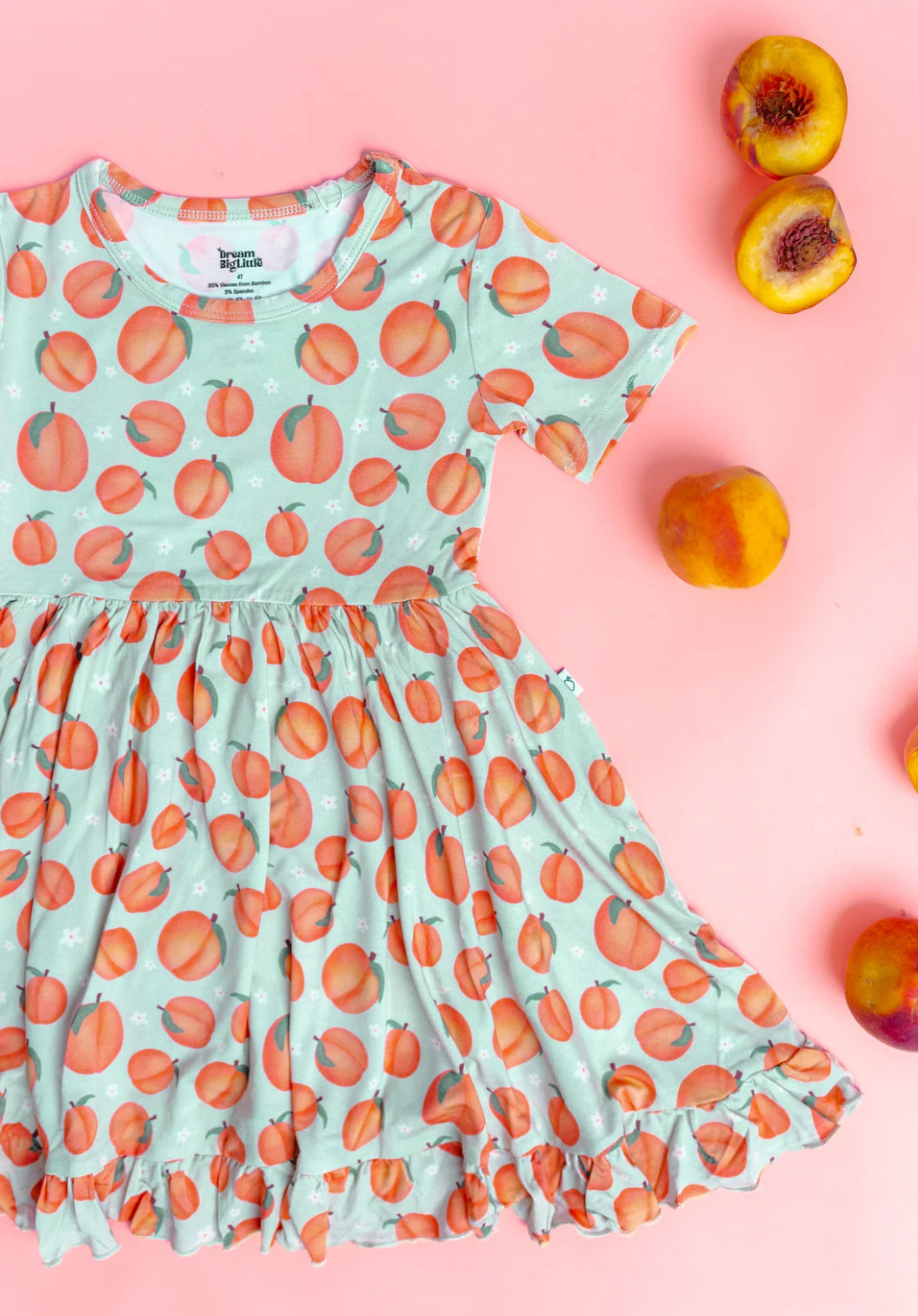 Dream Big Little Co- Peachy Keen Bamboo Ruffle Twirl Dress