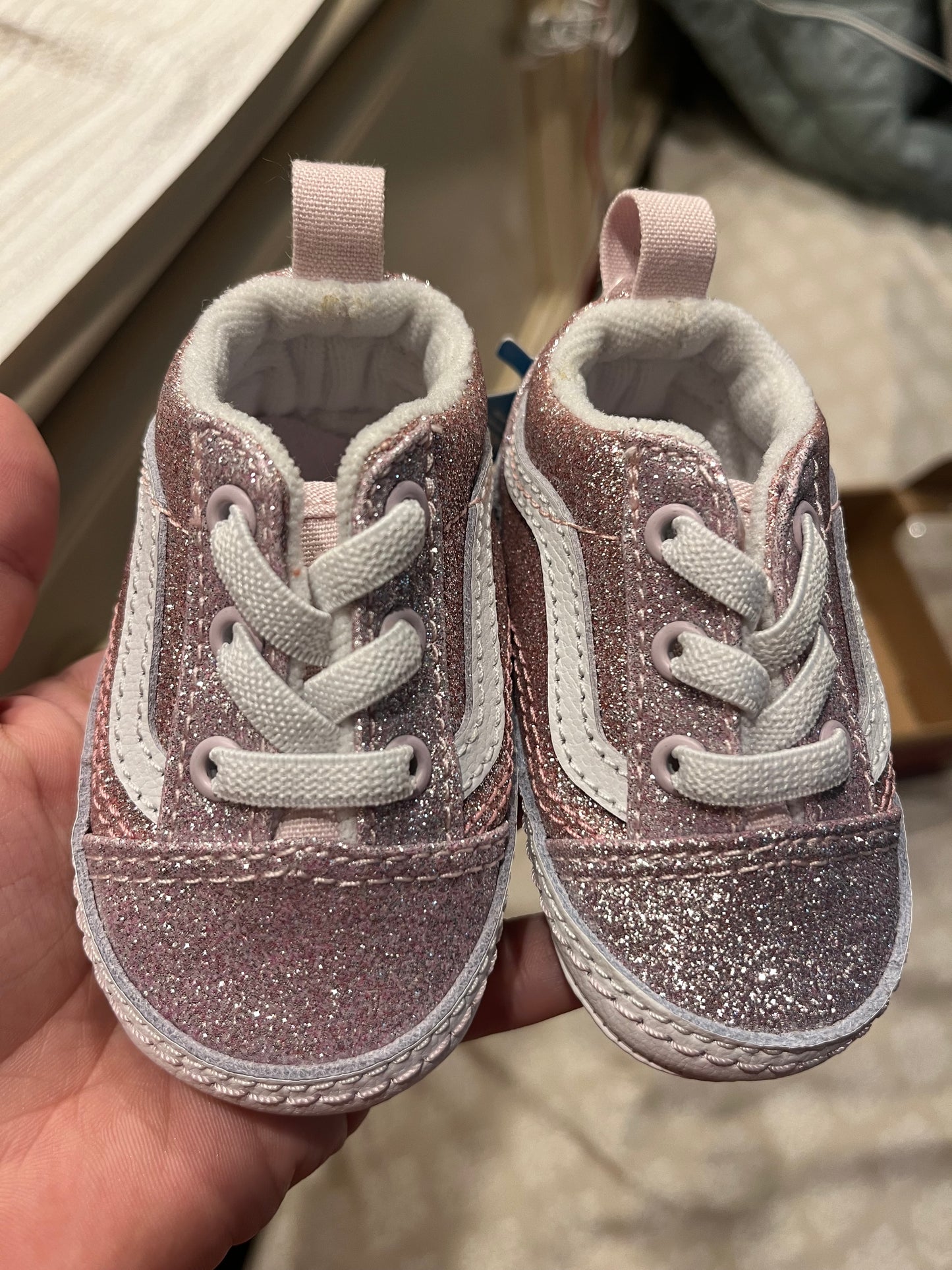 1c Old Skool Glitter Vans Crib Shoes